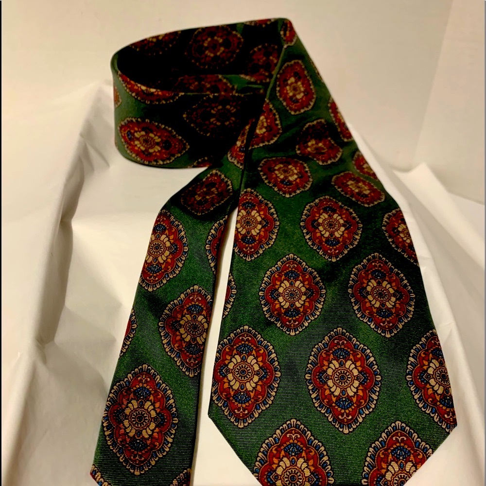 STONEHENGE Vintage Necktie Silk Green Geometric 5/$25